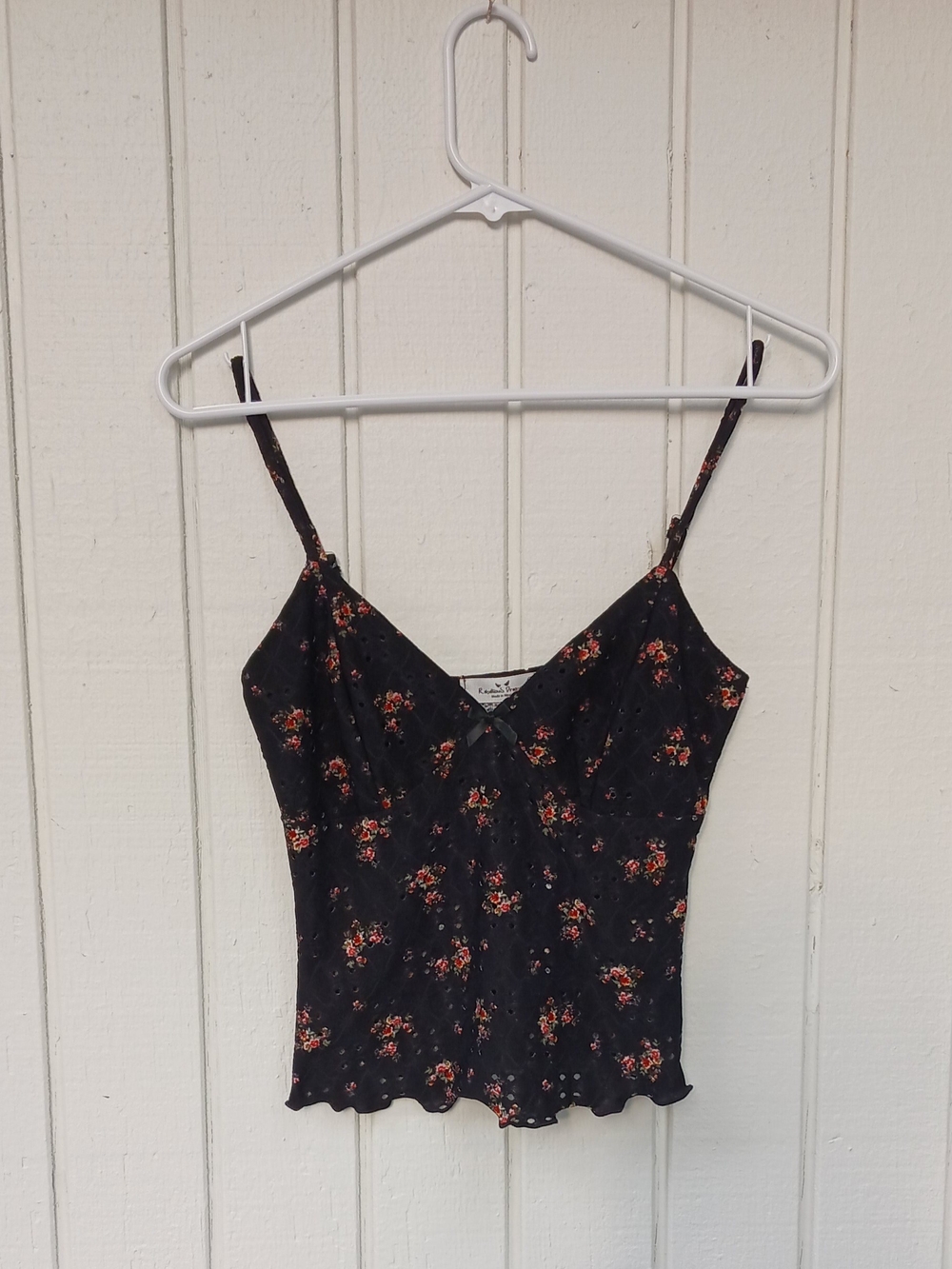 Black Floral Spaghetti Strap Cami with Adjustable Straps